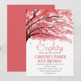 Blush Pink Cherry Blossom 80. Geburtstag Bloral Einladung