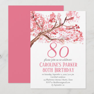 Blush Pink Cherry Blossom 80. Geburtstag Bloral Einladung