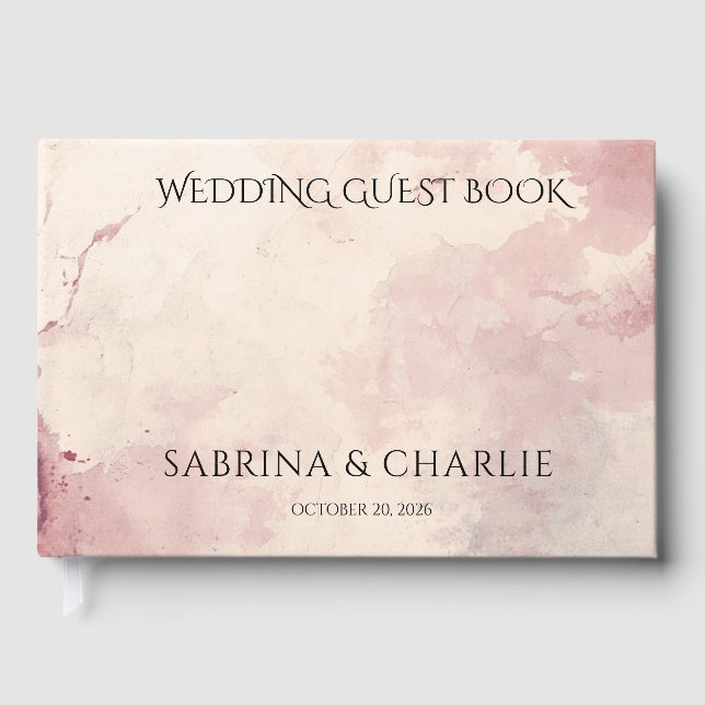 Blush Pink Cherry Blossom Elegant Floral Wedding  Gästebuch (Vorderseite)
