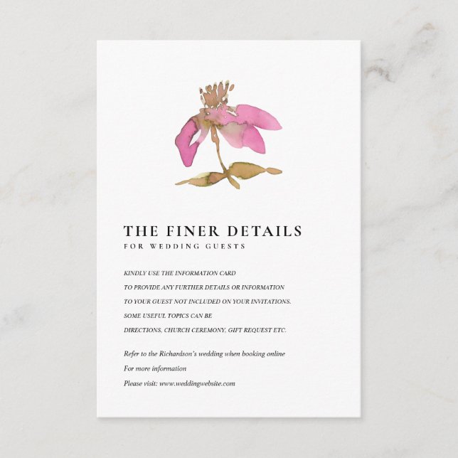 BLUSH PINK CHERRY BLOSSOM FLORAL WEDINGDETAIL BEGLEITKARTE (Vorderseite)