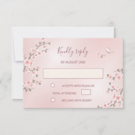 Blush Pink Cherry Blossom Hochzeit RSVP Karte