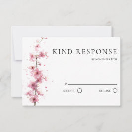 Blush Pink Cherry Blossom QR Code Wedding RSVP Karte