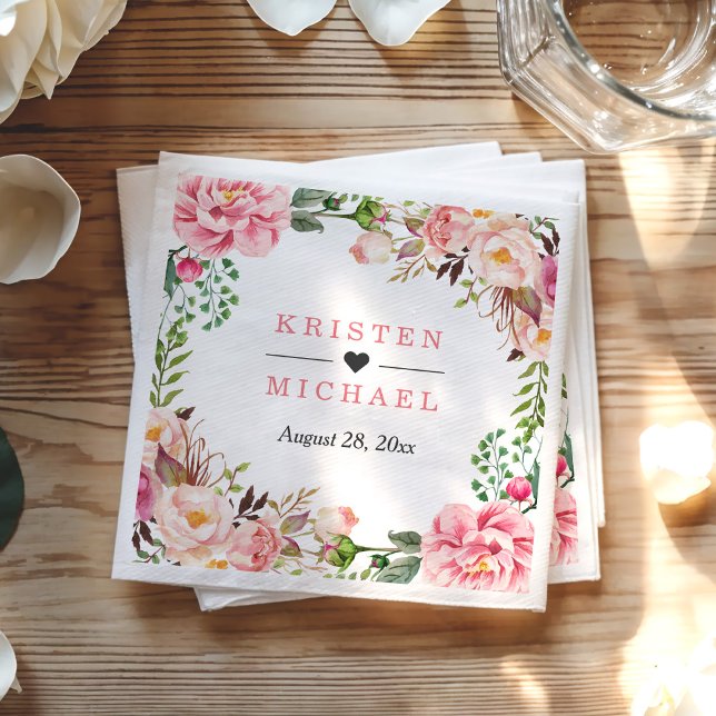 Blush Pink Chic Bloral Wedding Serviette (Von Creator hochgeladen)