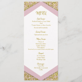 Blush Pink Chic Gold Glitzer Flakes Glam Wedge m Menükarte