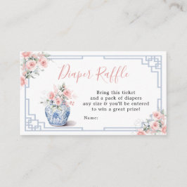 Blush Pink Chinoiserie Ginger Jar Diaper Raffle Begleitkarte
