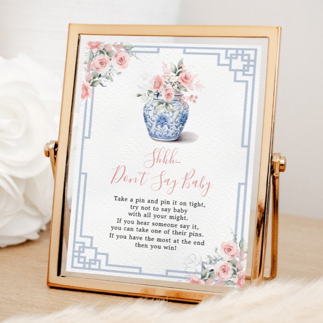 Blush Pink Chinoiserie Ginger Jar Say Baby nicht Poster (Von Creator hochgeladen)