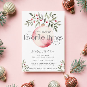 Blush Pink Christmas Bauble Favorite Things Party Einladung