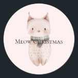Blush Pink Christmas Cat Runder Aufkleber<br><div class="desc">Blush Pink Christmas Cat</div>