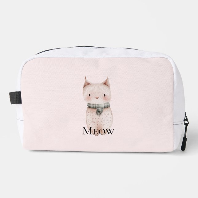 Blush Pink Christmas Cat Waschbeutel (Vorderseite)