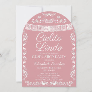 Blush Pink Cielito Lindo Abschlussfeier Torbogen Einladung