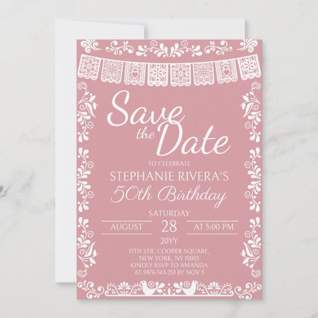 Blush Pink Cielito Lindo Save the Date Birthday Einladung (Vorderseite)