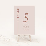 Blush Pink Clean Line Hochzeitsstimmung Tischnumme Tischnummer<br><div class="desc">Einfache und moderne Tischnummer mit einer Linie an der Seite. Die Farbe ist rot.</div>