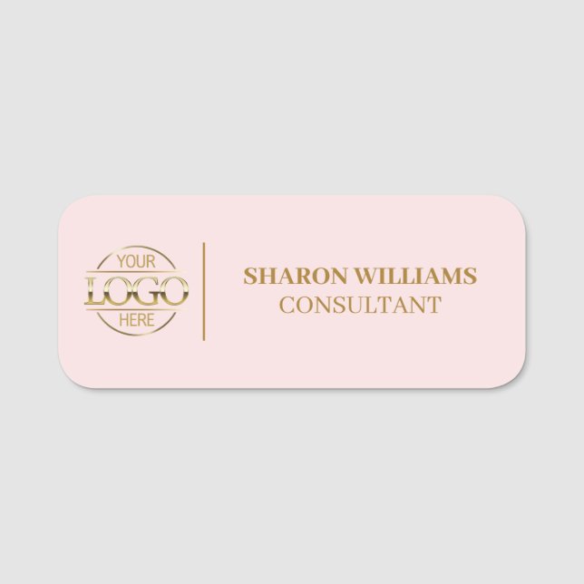 Blush Pink Company Firmenlogo Mitarbeiter Magnetic Namensschild (Vorderseite)