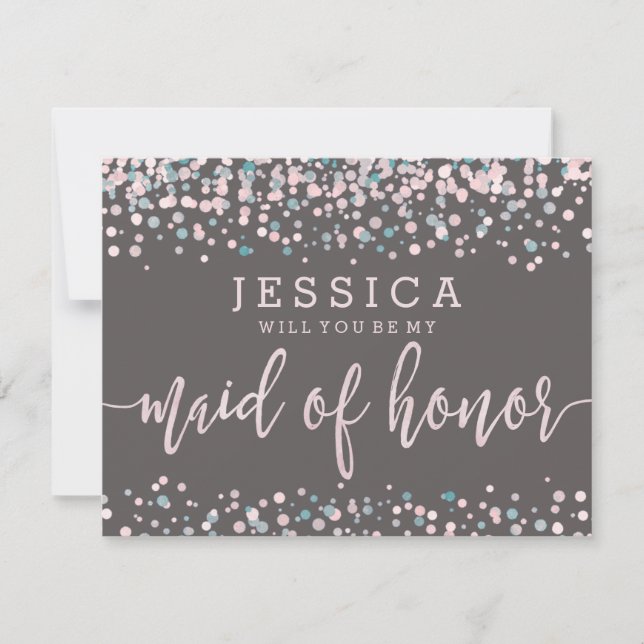 Blush Pink Confetti werden Sie meine Trauzeugin se Einladung (Vorderseite)