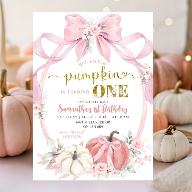 Blush Pink Coquette Little Pumpkin Girl Geburtstag Einladung (Von Creator hochgeladen)