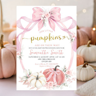 Blush Pink Coquette Pumpkin Twins Baby Dusche Einladung