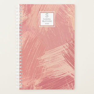 Blush Pink & Coral Scribbles Mit Monogramm Planer