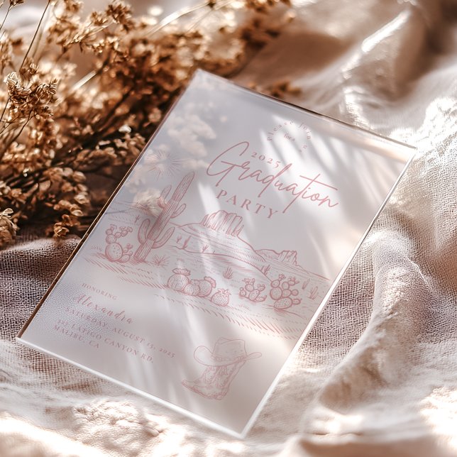 Blush Pink Cowgirl Graduation Invitation Party (Créateur téléchargé)