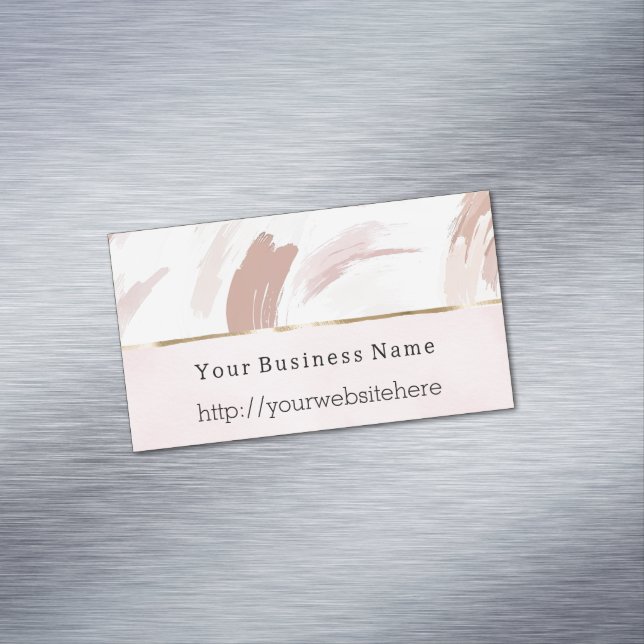Blush Pink Cream Abstract Business name website Magnetische Visitenkarte (Beispiel)