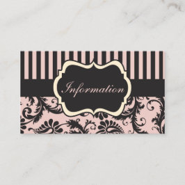 Blush PInk, Cream, Gray Damask Einsteckkarte Begleitkarte
