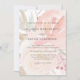 Blush Pink Cream Peach Sage Grüne Hochzeit Einladung