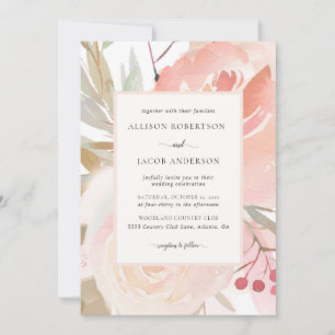 Blush Pink Cream Peach Sage Grüne Hochzeit Einladung