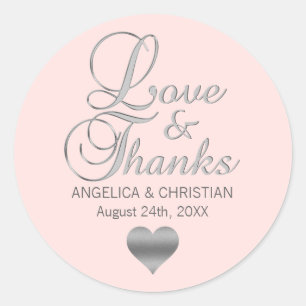 Blush Pink Cream Rose Hochzeit Liebe & Danke Runder Aufkleber