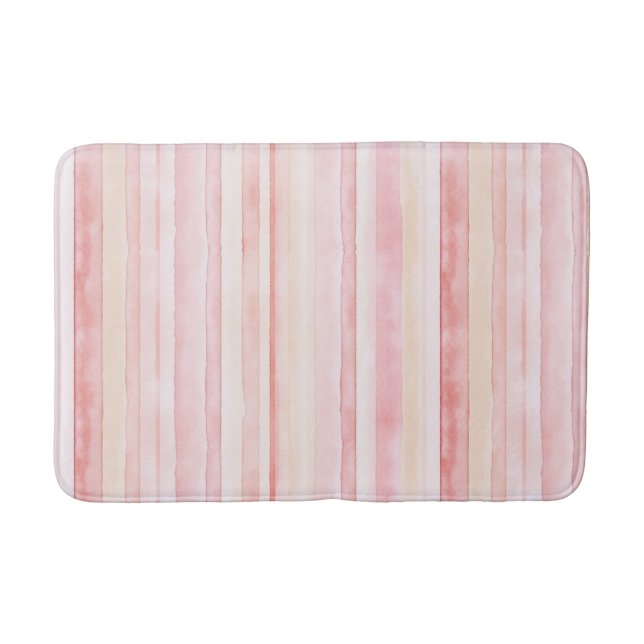 Blush Pink Cream Stripes Badematte (Vorderseite)