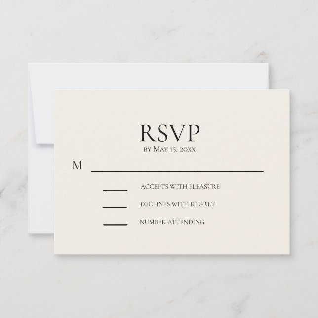 Blush Pink Cream Wedding RSVP Karte (Vorderseite)