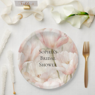 Blush Pink Creme Tulips Blume Brautparty Pappteller