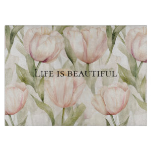 Blush Pink Creme Tulips Brautparty Schneidebrett