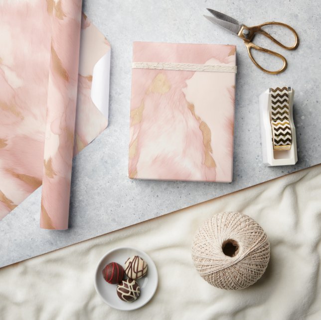 Blush Pink Creme White Gold Cowhide Geschenkpapier (Kunsthandwerk)