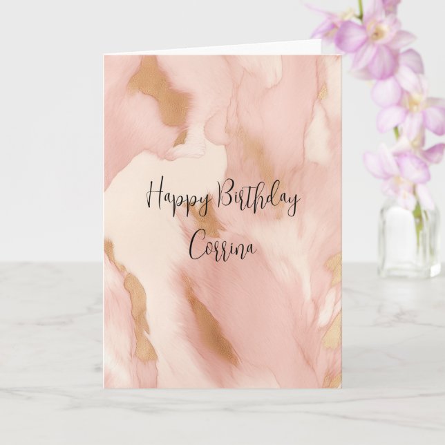 Blush Pink Creme White Gold Cowhide Karte (Orchidee)