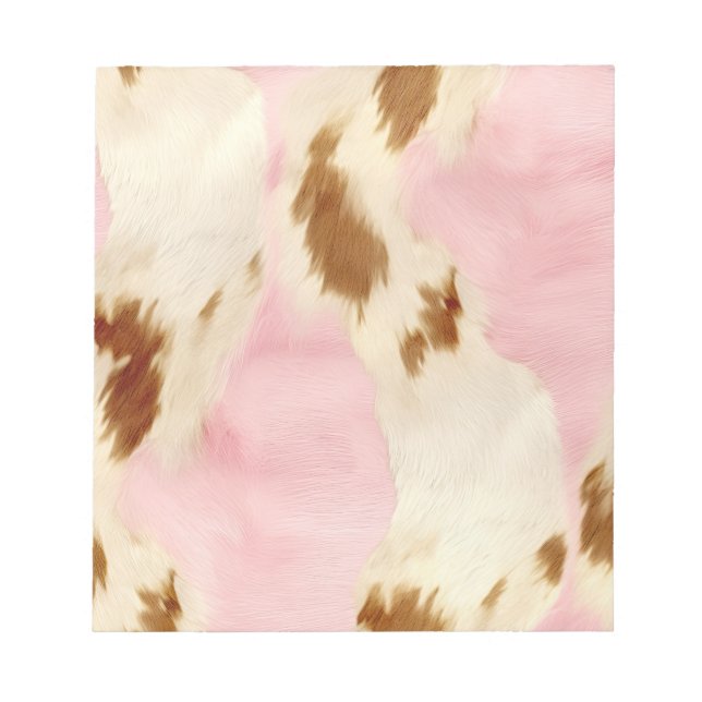 Blush Pink Creme White Gold Cowhide Notizblock (Vorderseite)