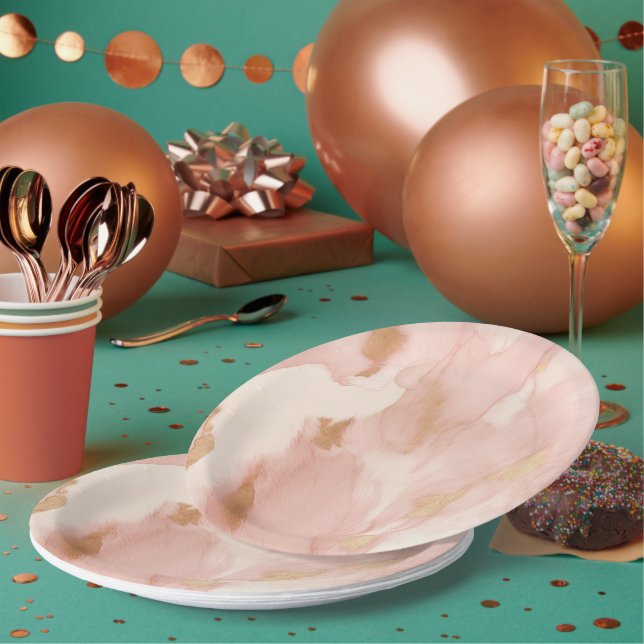Blush Pink Creme White Gold Cowhide Pappteller (Multi)
