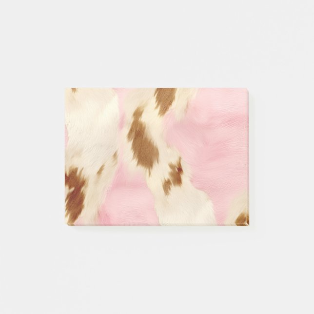 Blush Pink Creme White Gold Cowhide Post-it Klebezettel (Vorderseite)