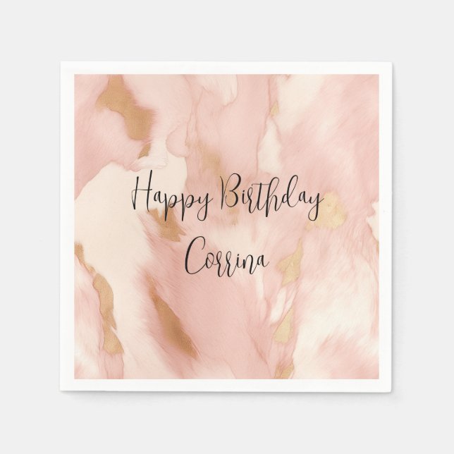 Blush Pink Creme White Gold Cowhide Serviette (Vorderseite)
