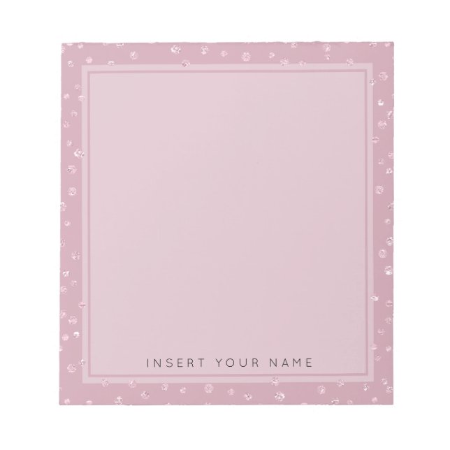 Blush Pink Crystal Confetti Notepad 5.5" x 6" Notizblock (Vorderseite)
