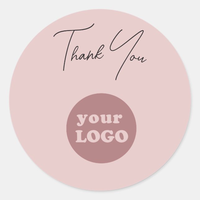 Blush Pink Custom Business Logo Vielen Dank Runder Aufkleber (Vorderseite)