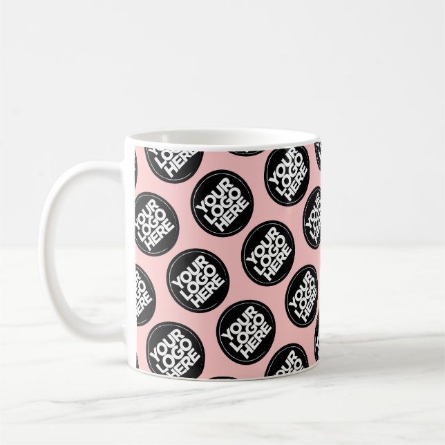 Blush pink Custom logo business pattern employee Kaffeetasse (Links)