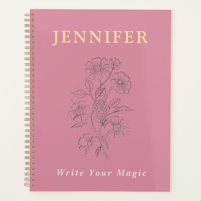 Blush Pink Custom Name Notebook – Sweet & Soft Planer (Vorderseite)
