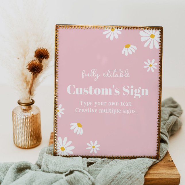 Blush Pink Daisy Birthday Party Table Sign Poster (Von Creator hochgeladen)