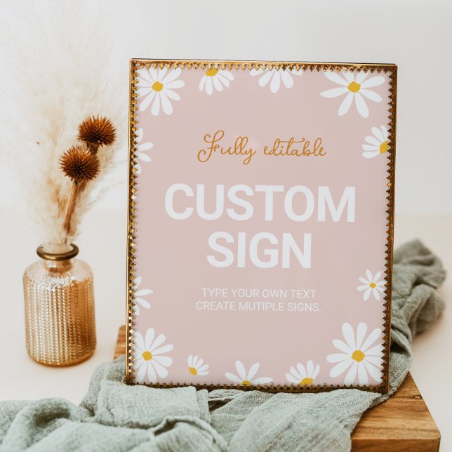 Blush Pink Daisy Birthday Party Table Sign Poster (Von Creator hochgeladen)