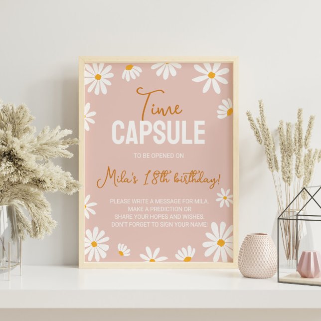 Blush Pink Daisy Birthday Time Kapsel Poster (Von Creator hochgeladen)