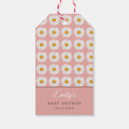 Blush Pink Daisy Floral Pattern Baby Shower Geschenkanhänger
