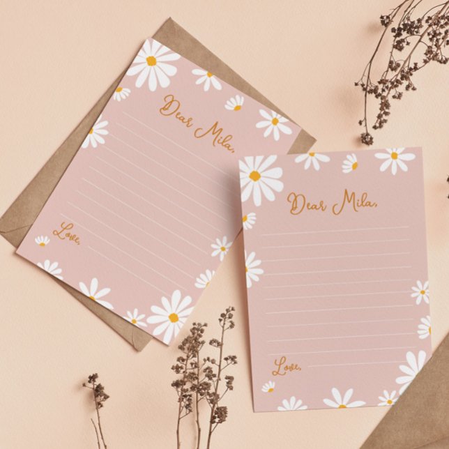 Blush Pink Daisy Time Kapsel Notiz-Karte Dankeskarte (Von Creator hochgeladen)