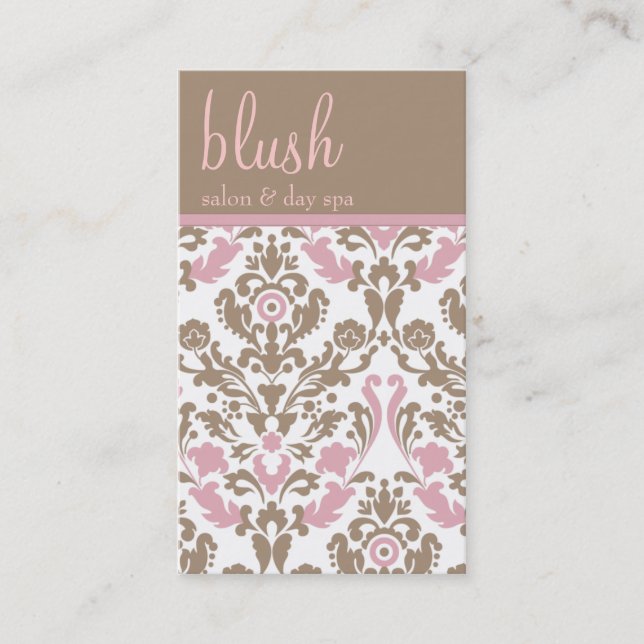 Blush Pink Damask Elegante Visitenkarte (Vorderseite)