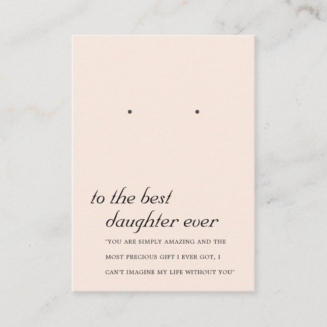 BLUSH PINK DAUGHTER FRIEND EARRING DISPLAY CARD PLATZKARTE (Vorderseite)