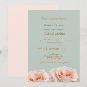Blush Pink Dewy Rose Bloral Sage Gold Hochzeit Einladung