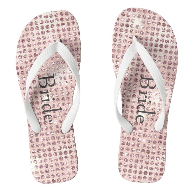 Blush Pink Diamond gepolstertes Glam Wedding Bride Flip Flops (Fußbett)